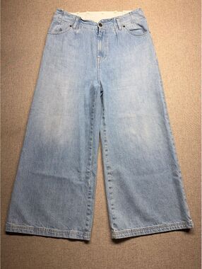 WRAP London Wide Leg Jeans Women's US 10 UK 14 Light Wash High Rise Denim